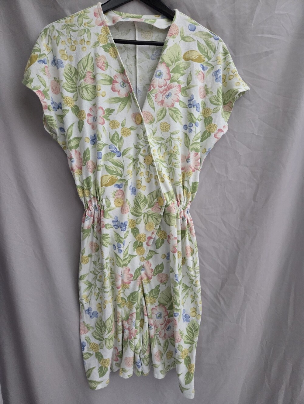 Vintage Floral Button-Down Short Sleeve Jumpsuit